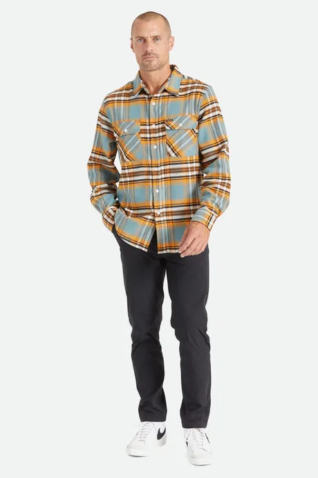 Brixton Bowery Stretch Untility Flannel -  Burnt Orange/Deep Lake/Off White