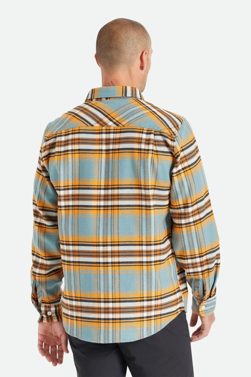 Brixton Bowery Stretch Untility Flannel -  Burnt Orange/Deep Lake/Off White