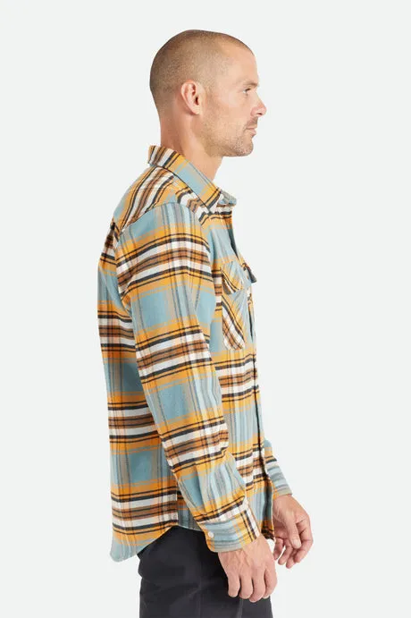 Brixton Bowery Stretch Untility Flannel -  Burnt Orange/Deep Lake/Off White