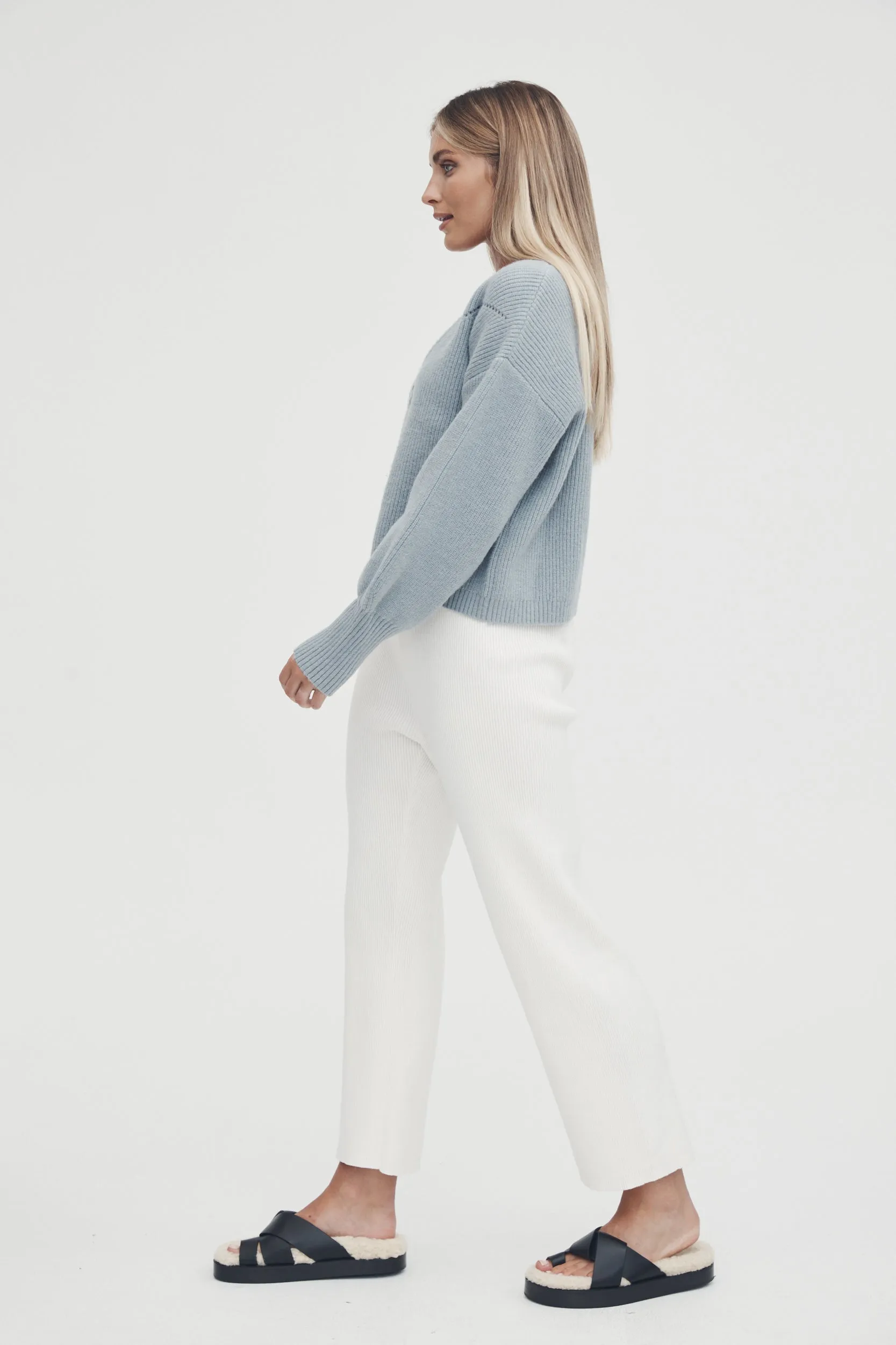 Button Crop Cardi (Cornflower) - FINAL SALE