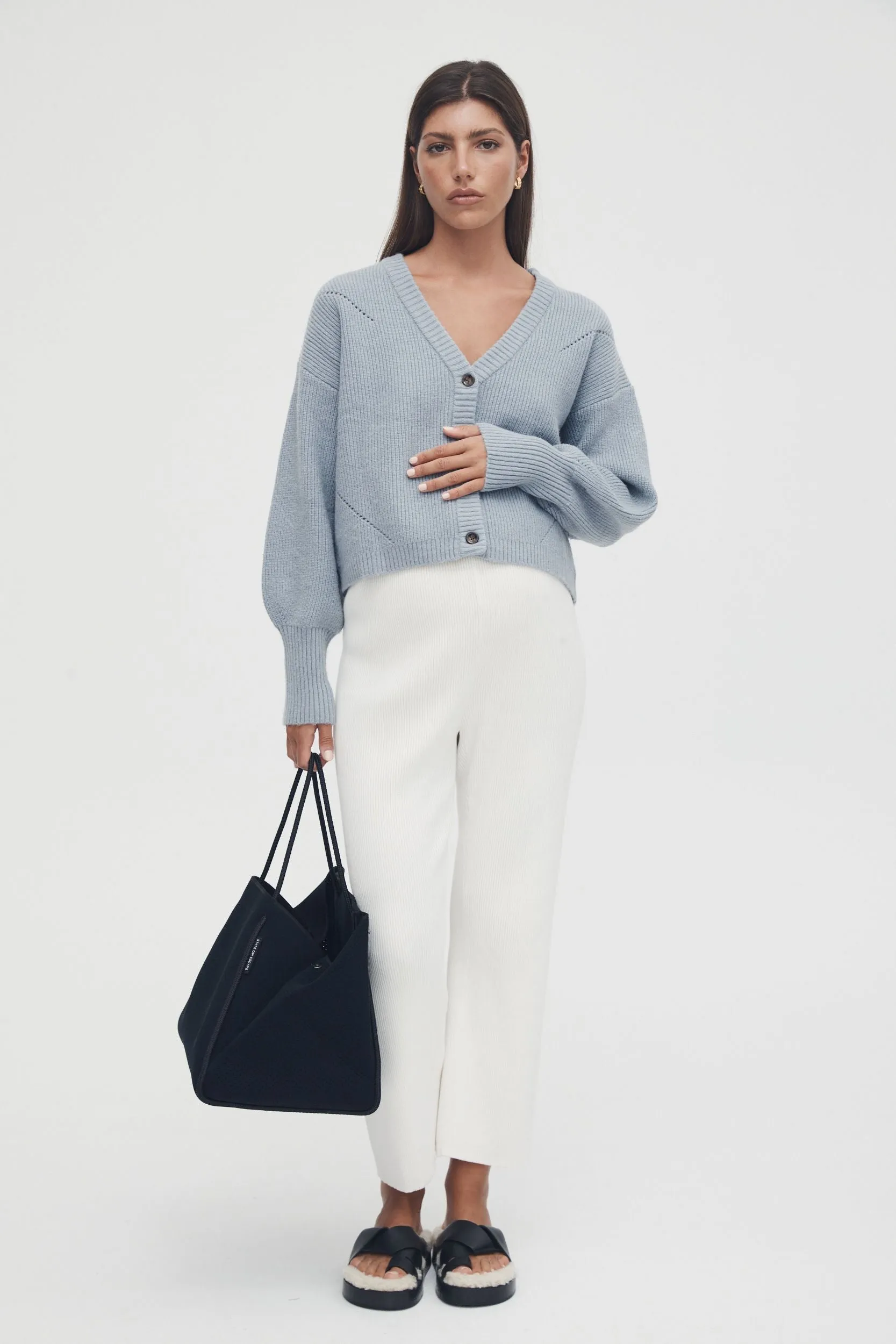 Button Crop Cardi (Cornflower) - FINAL SALE