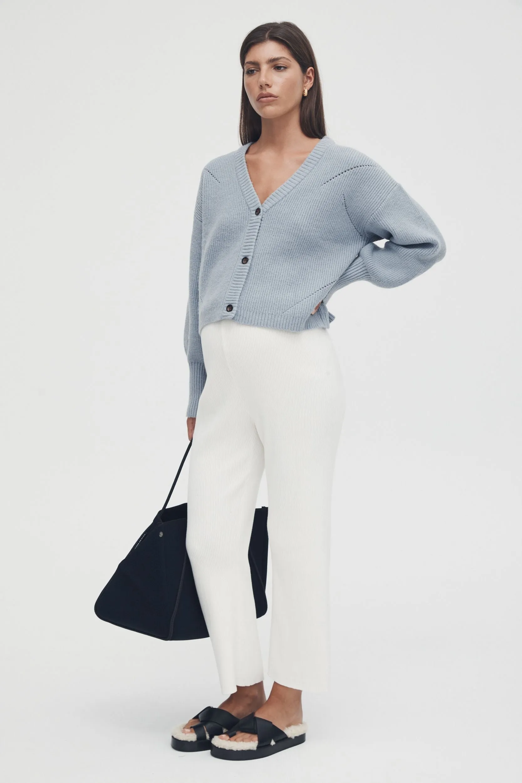 Button Crop Cardi (Cornflower) - FINAL SALE