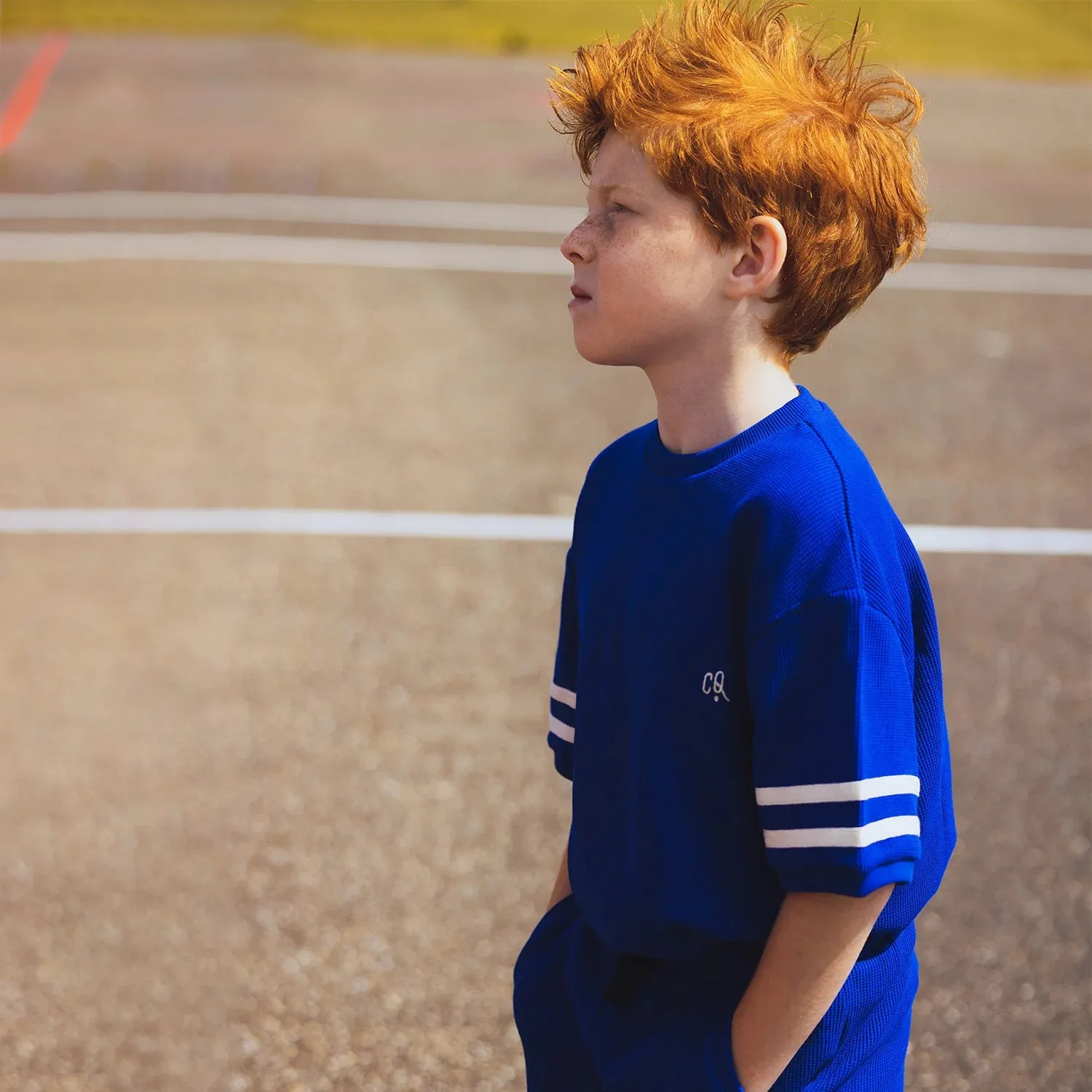 CARLIJNQ Marbles - sweater short sleeve wt embroidery & taping