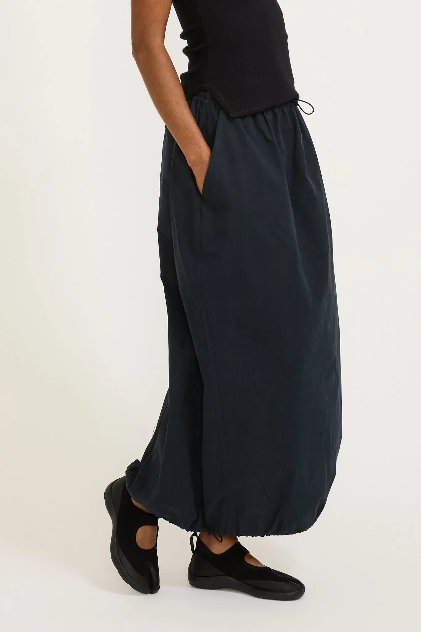 Crushed Cotton Maxi Skirt Ink