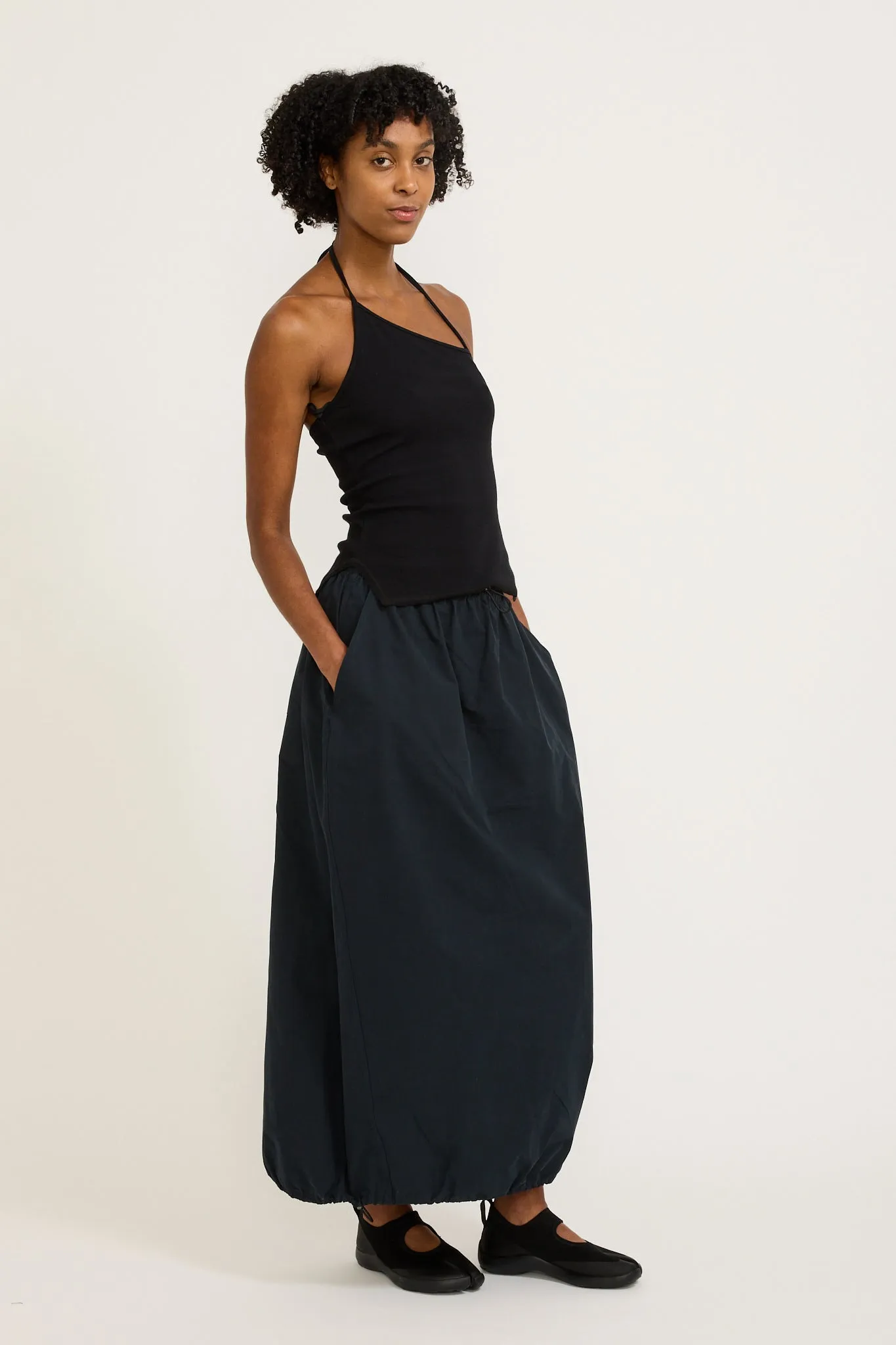 Crushed Cotton Maxi Skirt Ink