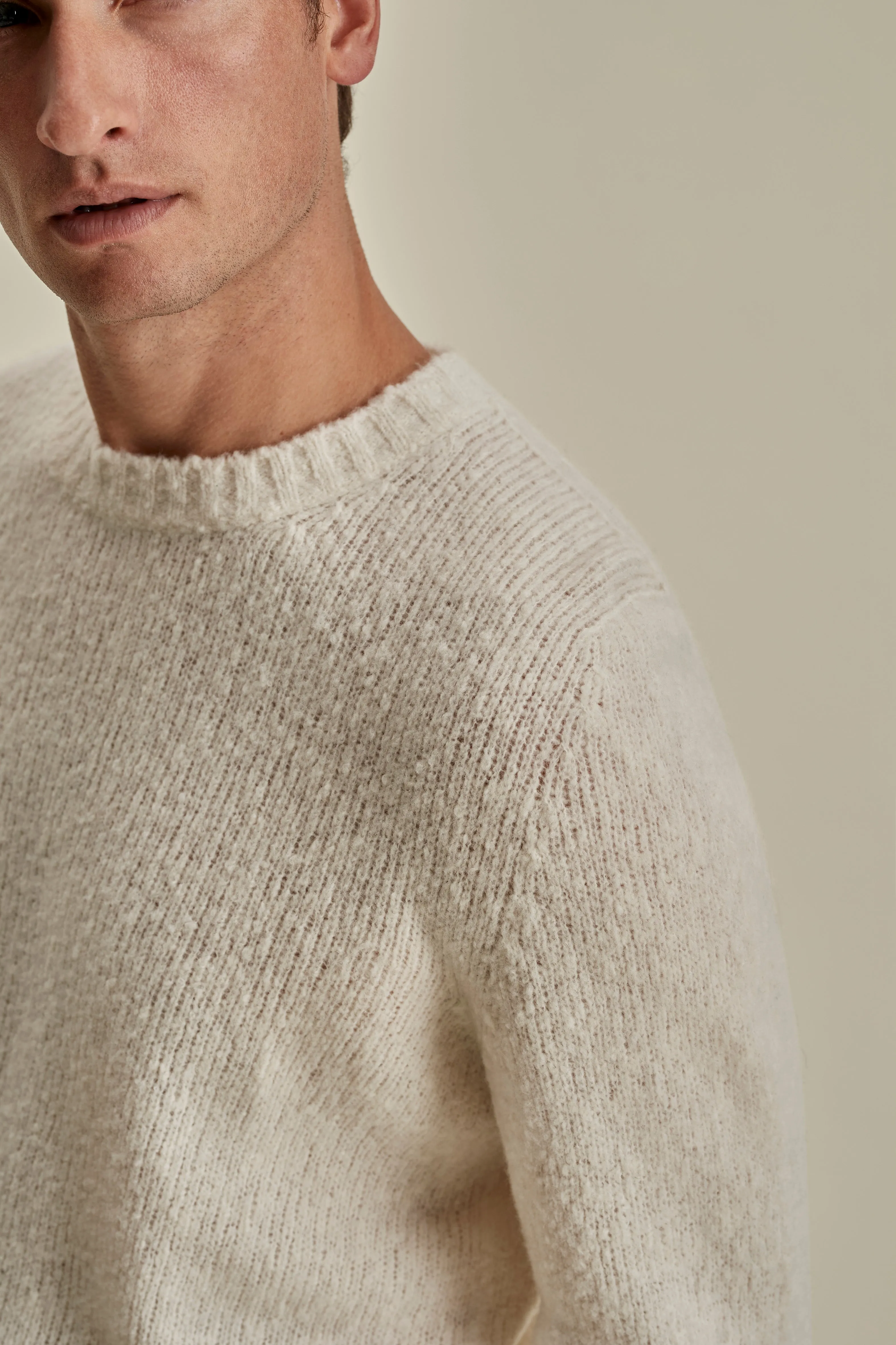Felted Wool Cashmere Crew Neck Sweater