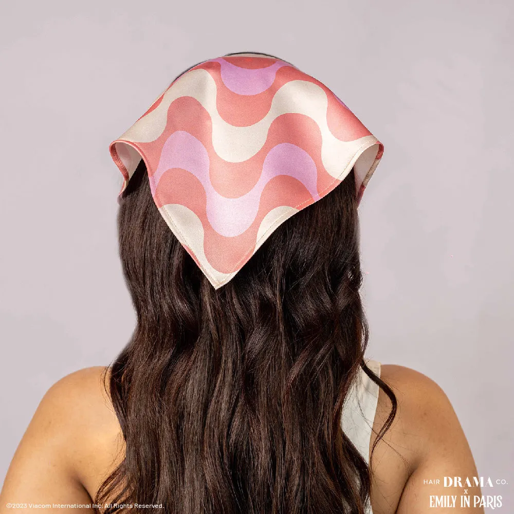 HDC x Emily in Paris Retro Satin Headscarf Headband with Elastic - Multi