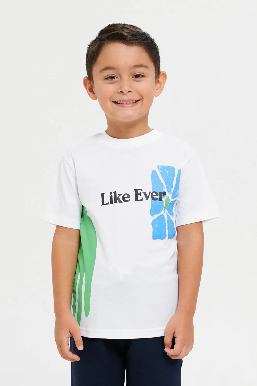Junior Boys White Jersey T-Shirt And Shorts Set (2 Piece)