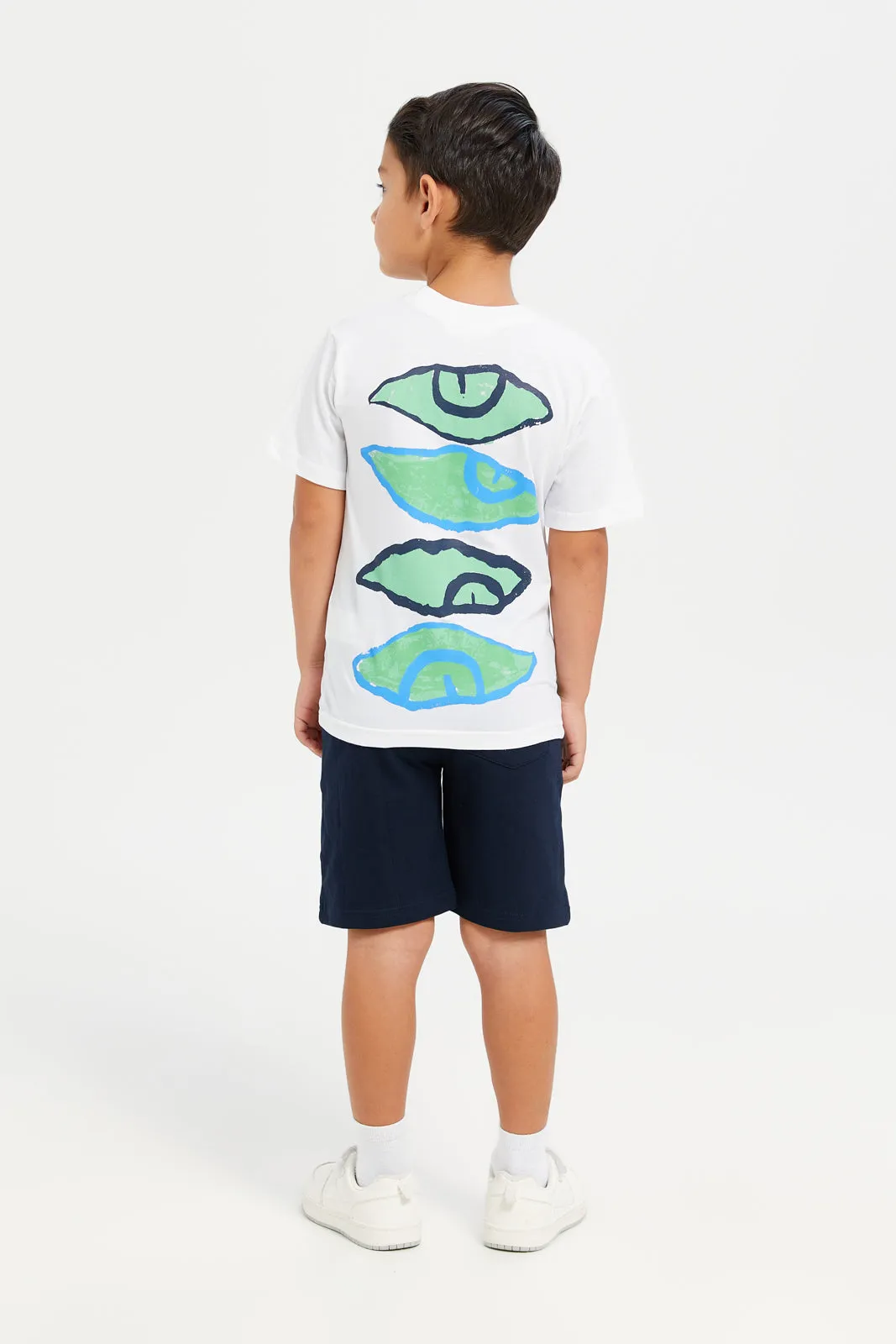 Junior Boys White Jersey T-Shirt And Shorts Set (2 Piece)