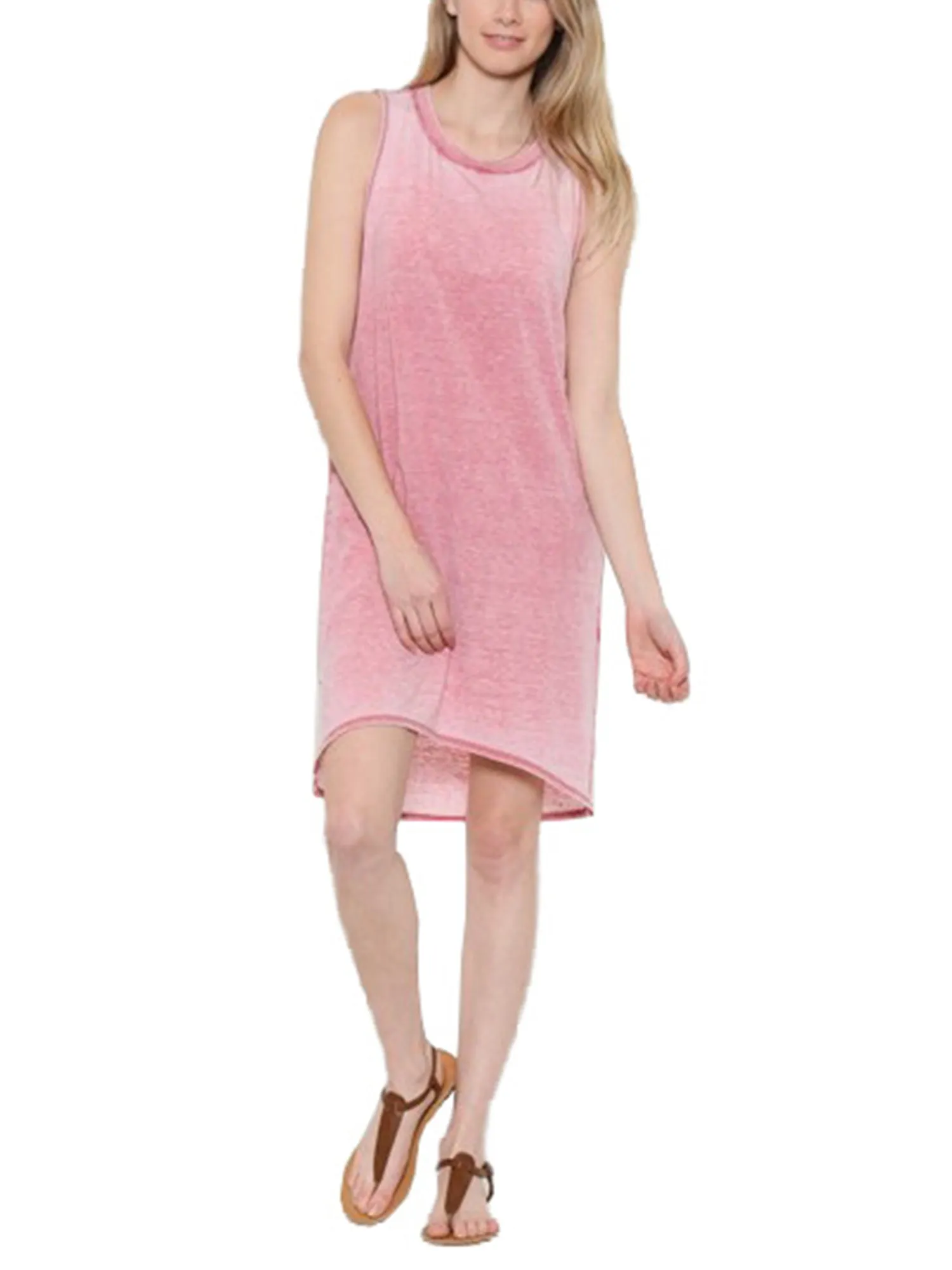 KOGMO Womens Sleeveless Basic Washed Comfy Dress