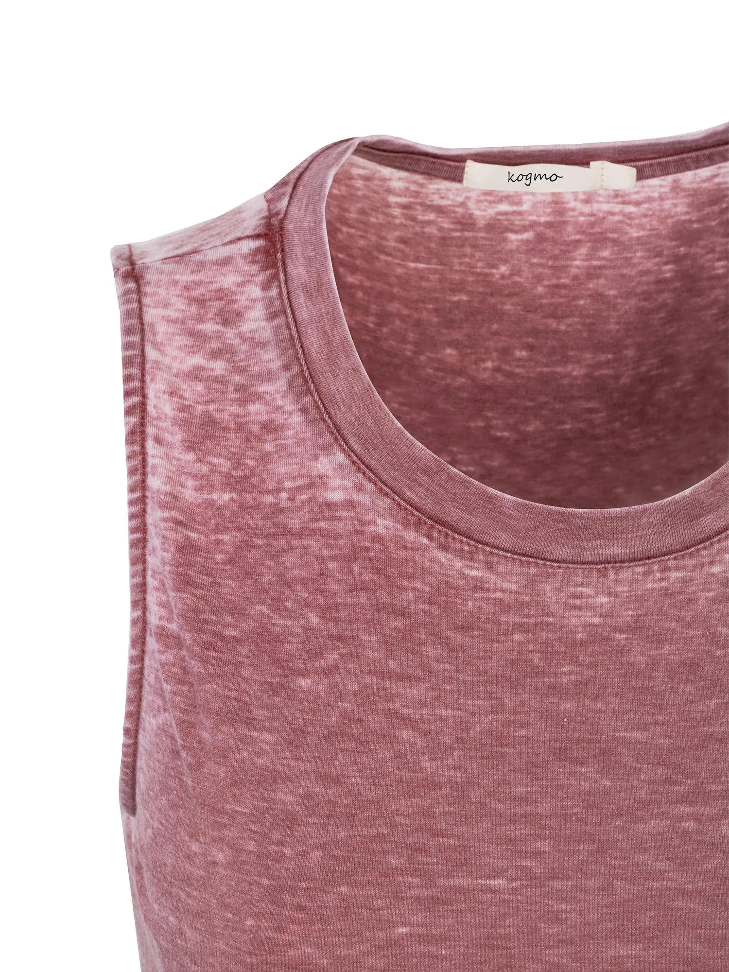 KOGMO Womens Sleeveless Basic Washed Comfy Dress