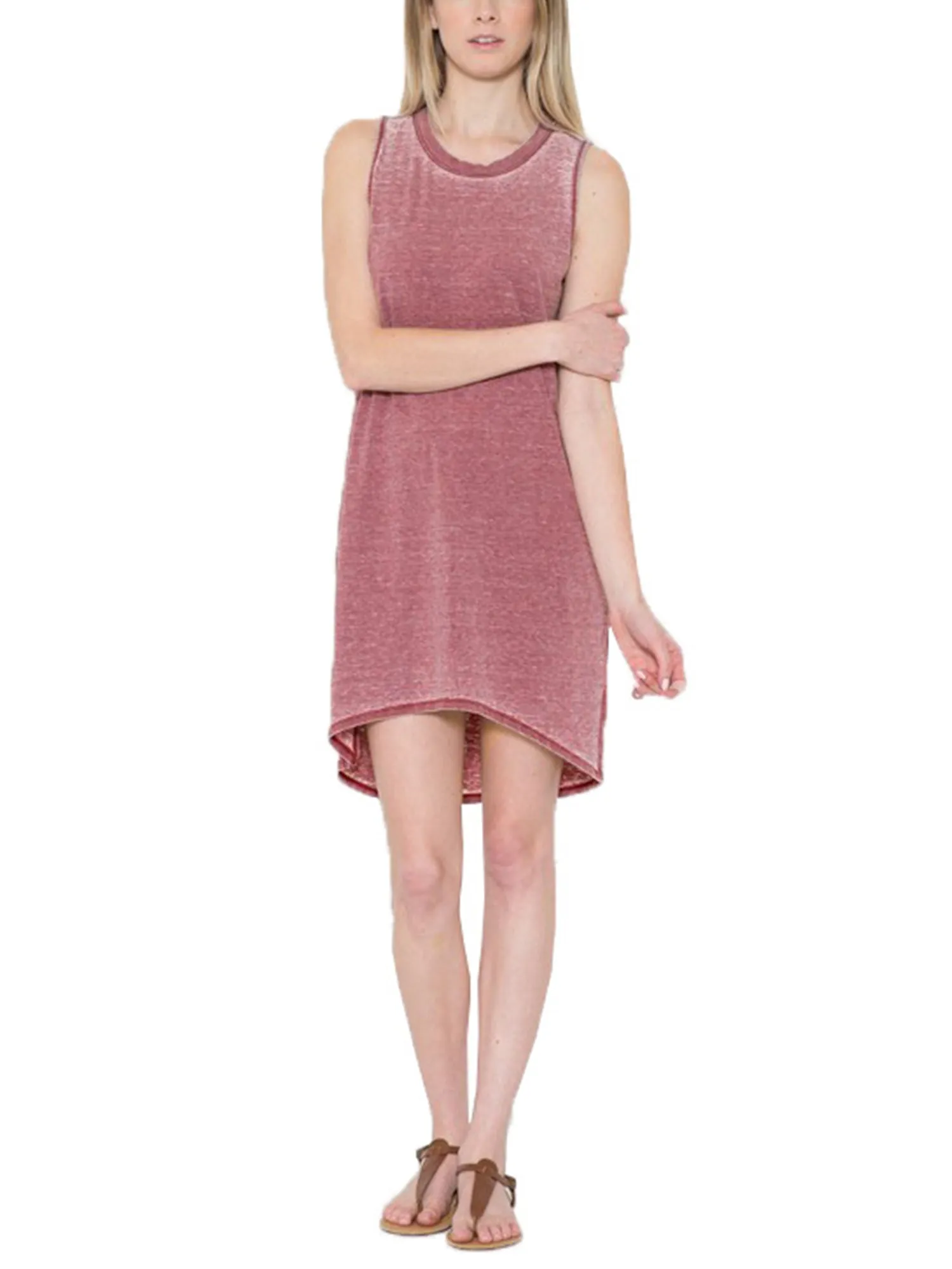 KOGMO Womens Sleeveless Basic Washed Comfy Dress