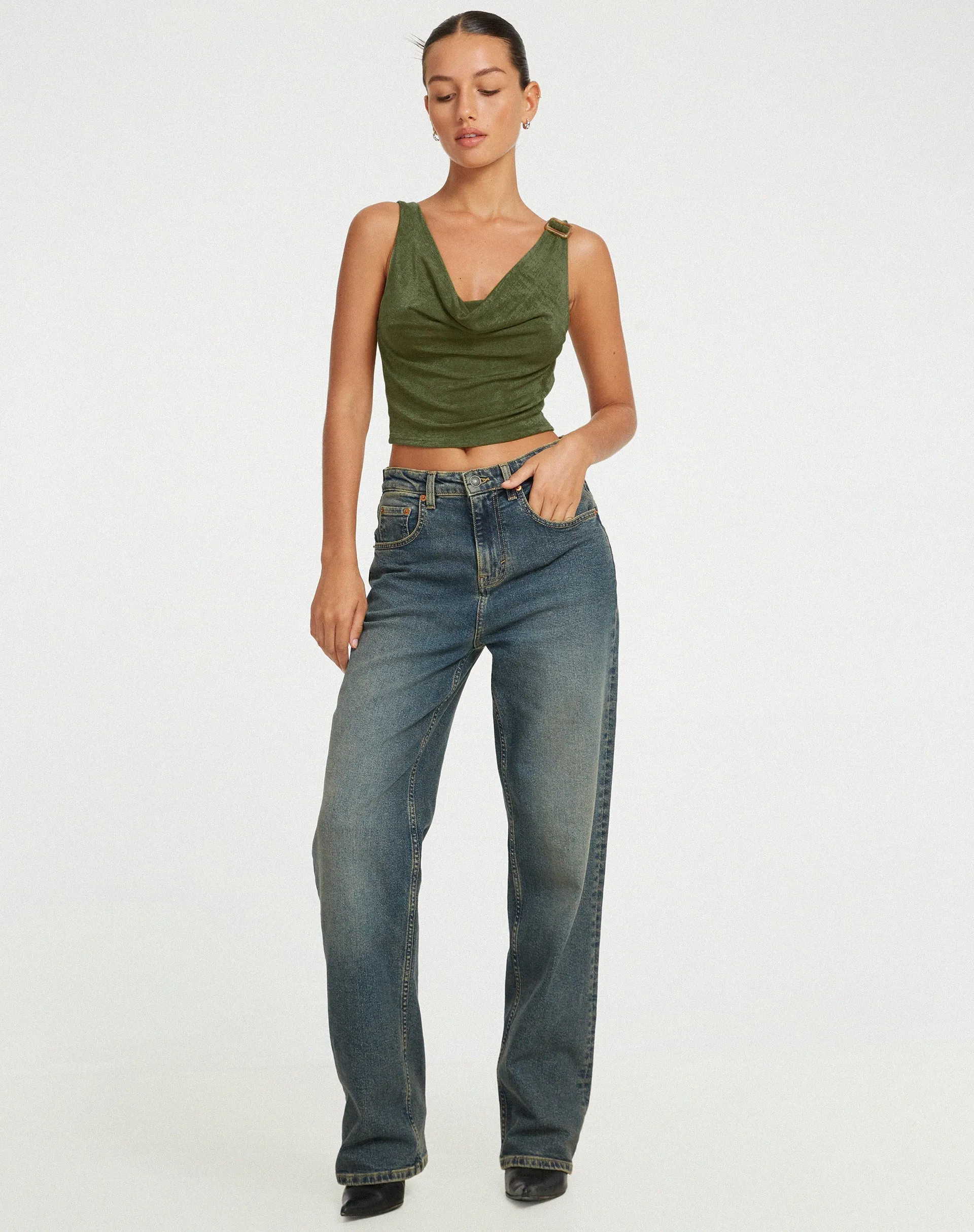 Masayo Crop Top in Khaki
