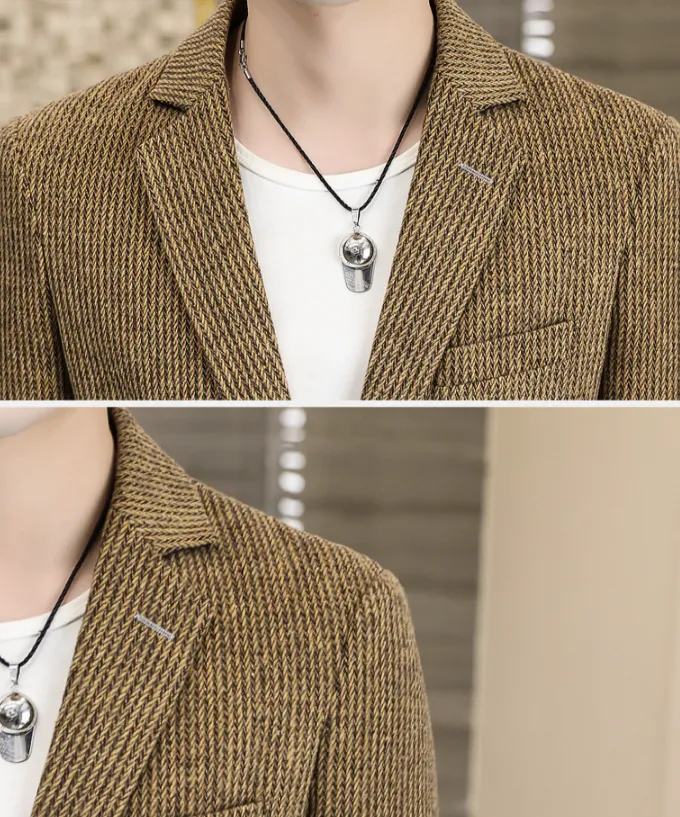 Mens Single Button Striped Casual Blazer