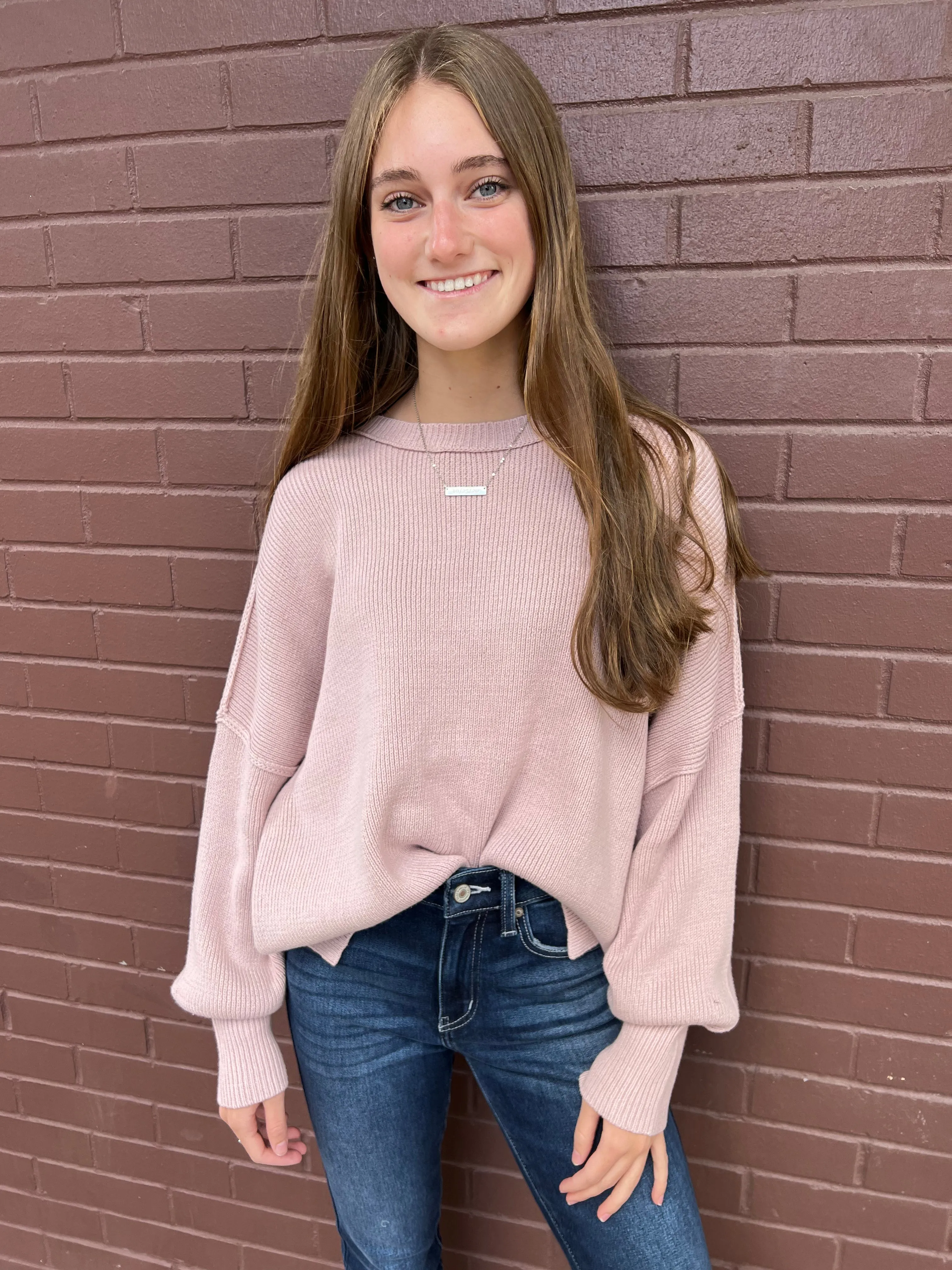 Might As Well Sweater - Dusty Pink
