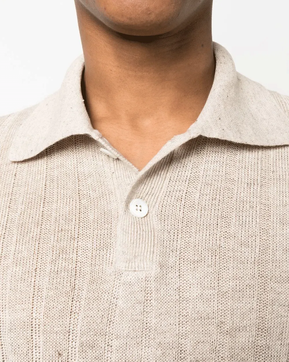 Oyster Wide Ribbed Short Sleeve Sweater Polo