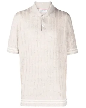 Oyster Wide Ribbed Short Sleeve Sweater Polo
