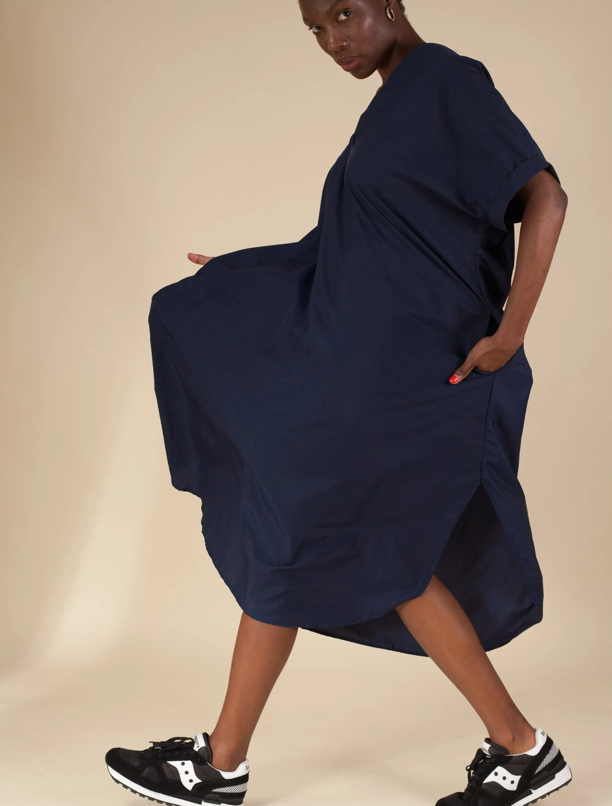 Plunge Neck Caftan (Navy)