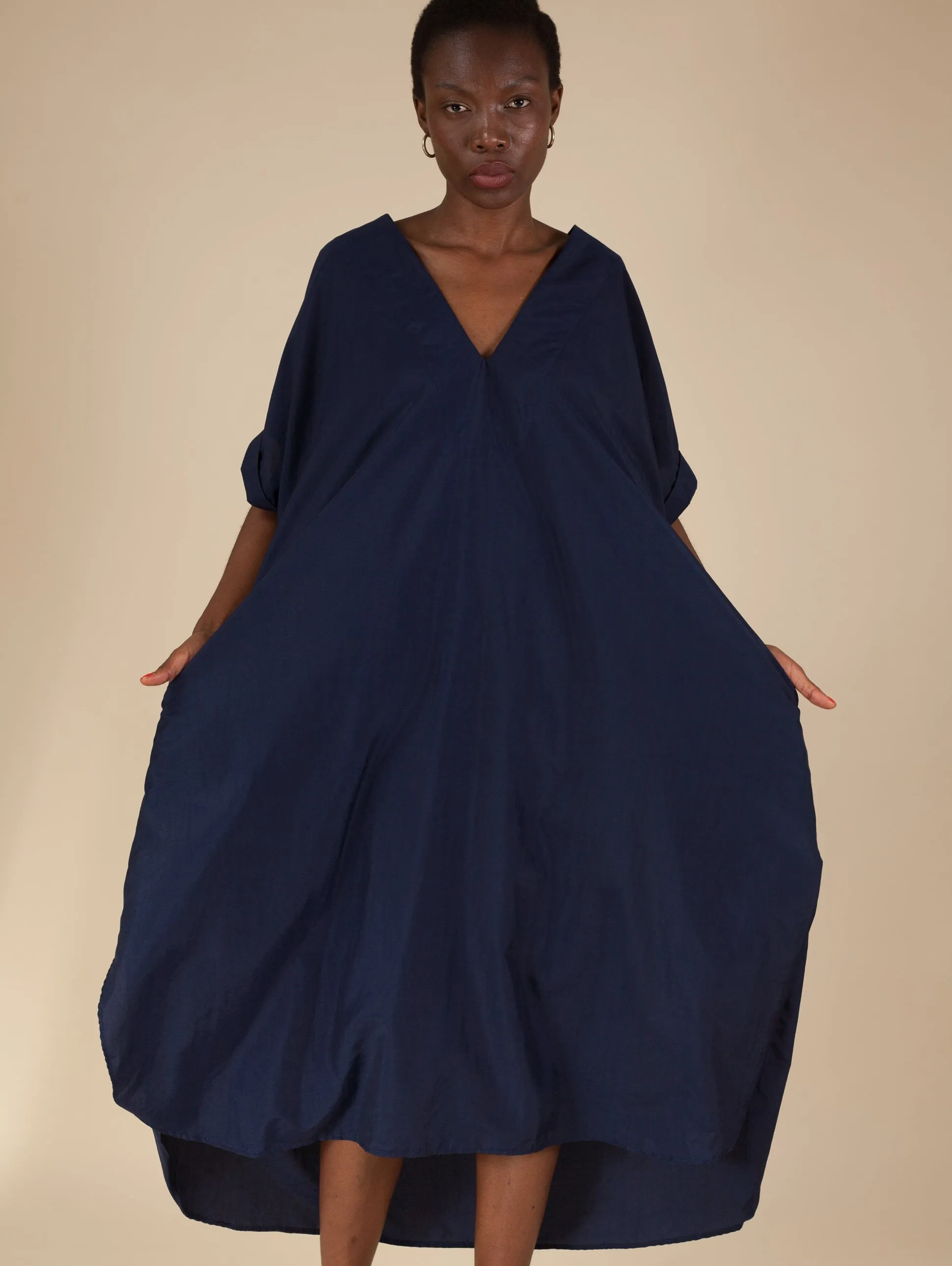 Plunge Neck Caftan (Navy)