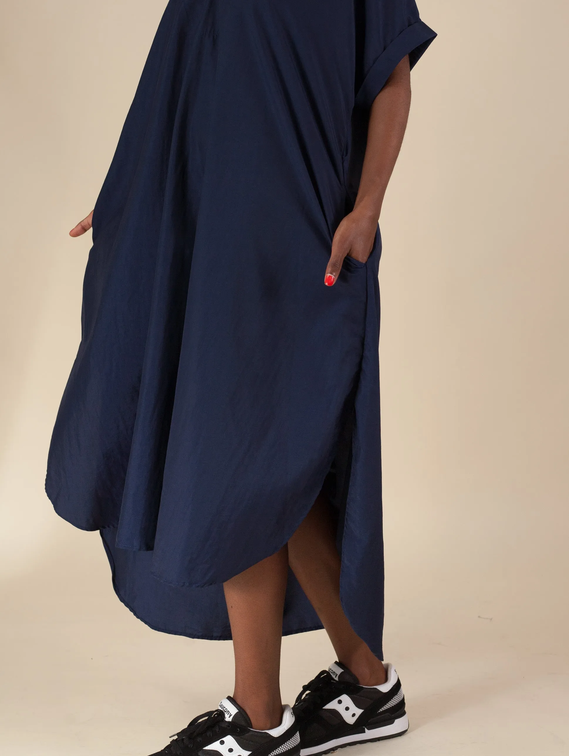 Plunge Neck Caftan (Navy)