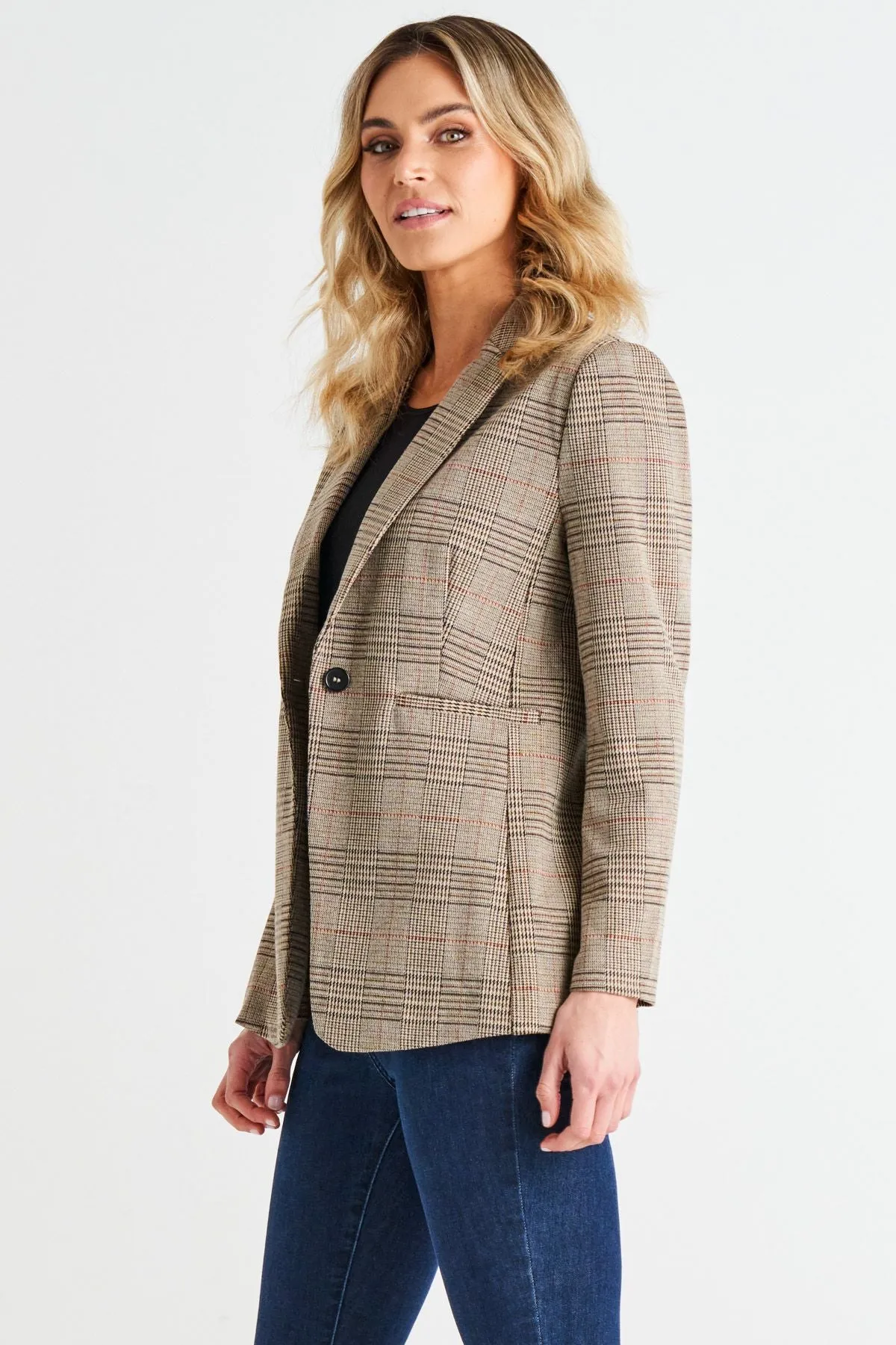 Portsea Blazer - Mocha Plaid