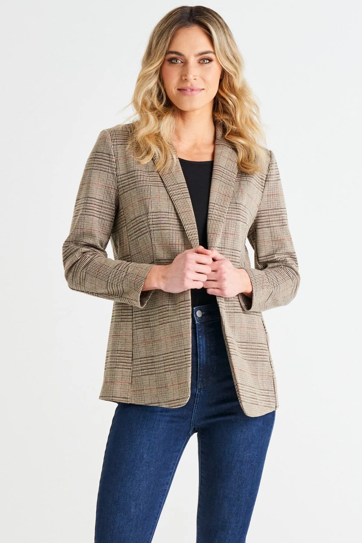 Portsea Blazer - Mocha Plaid
