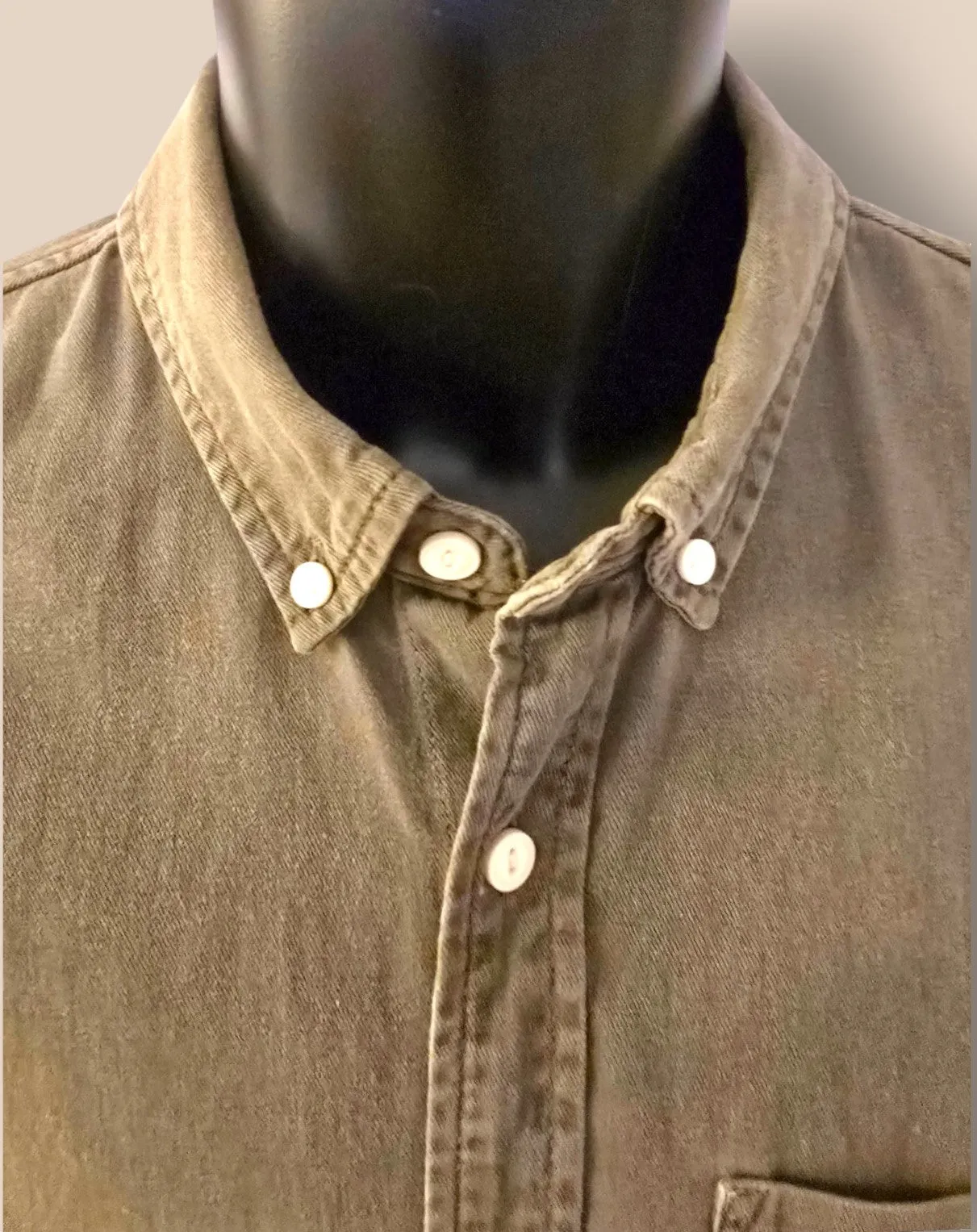 Pull & Bear Slim Fit Khaki Long Sleeve Shirt UK L