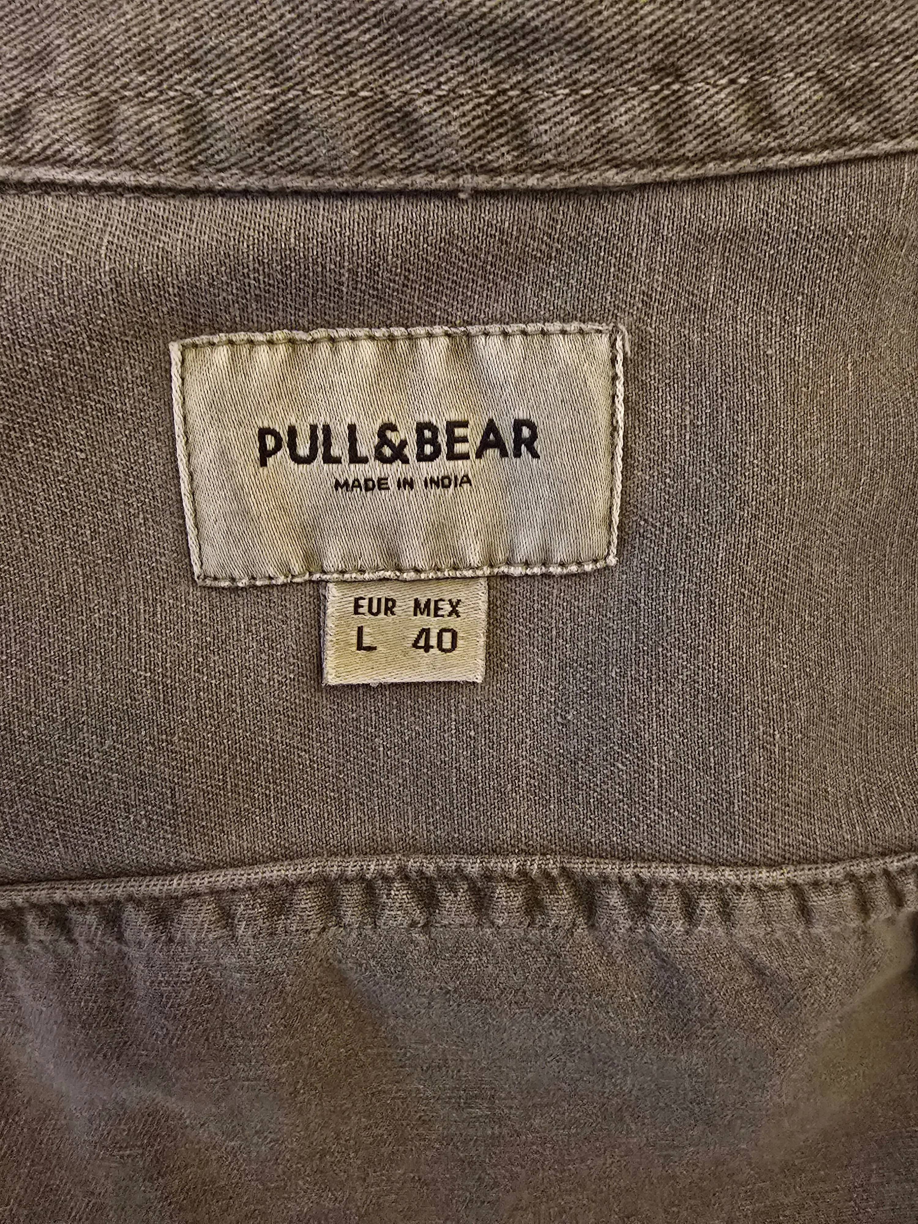 Pull & Bear Slim Fit Khaki Long Sleeve Shirt UK L