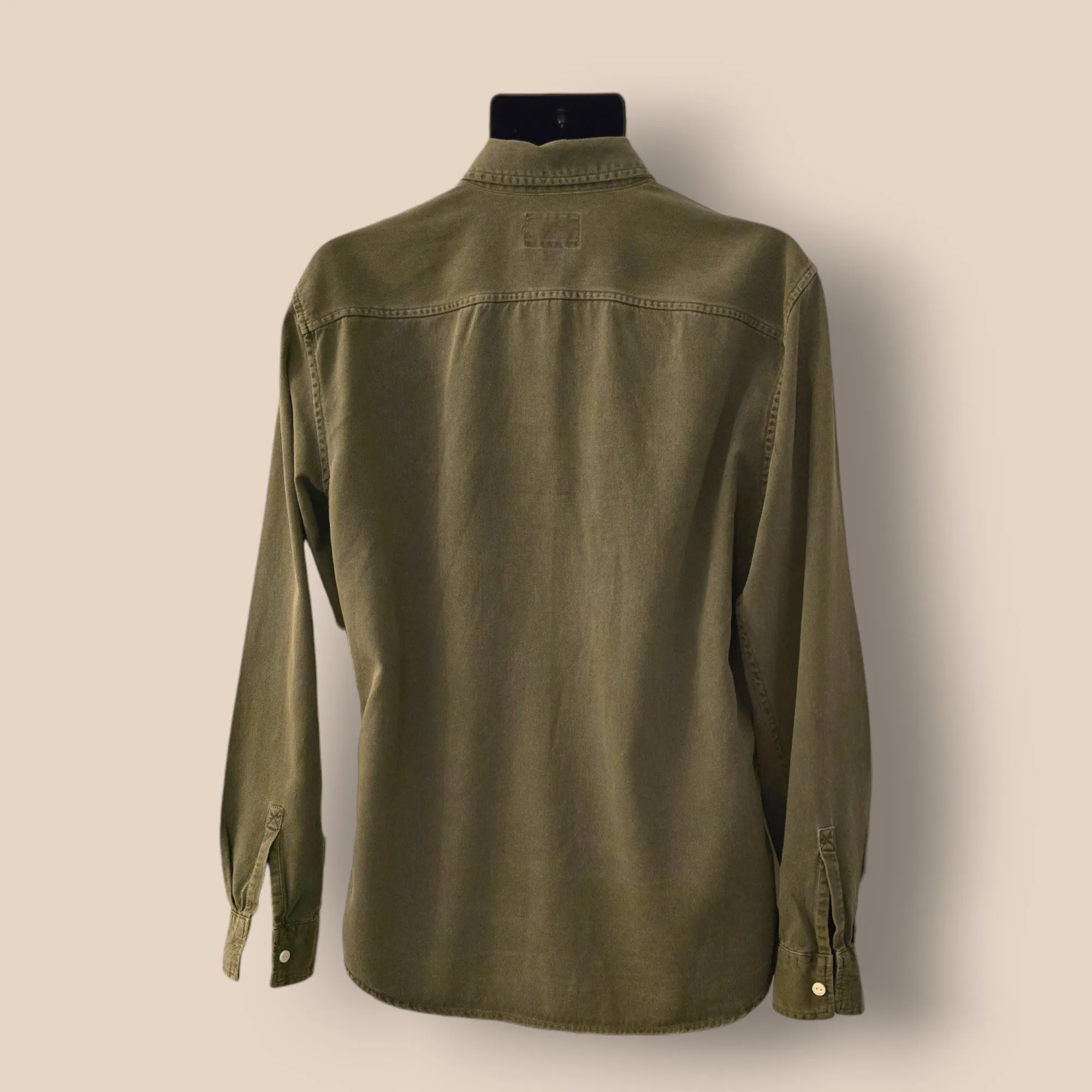 Pull & Bear Slim Fit Khaki Long Sleeve Shirt UK L