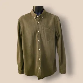 Pull & Bear Slim Fit Khaki Long Sleeve Shirt UK L