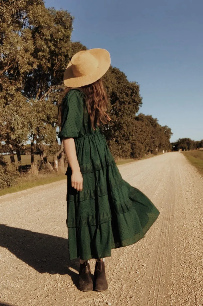 SMALL RESTOCK LITTÉRAIRE FOREST GREEN DRESS