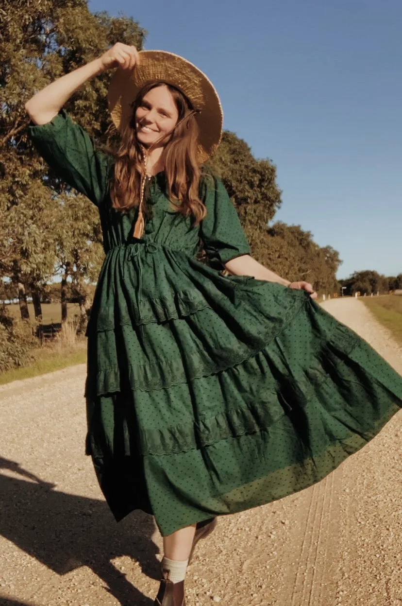 SMALL RESTOCK LITTÉRAIRE FOREST GREEN DRESS