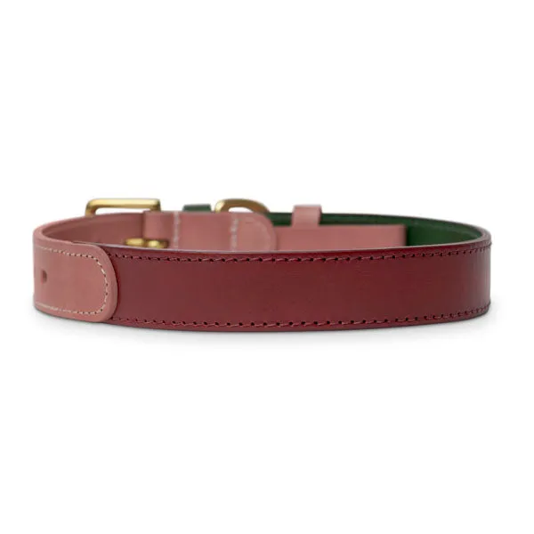 Walter Pink Italian Leather Dog Collar