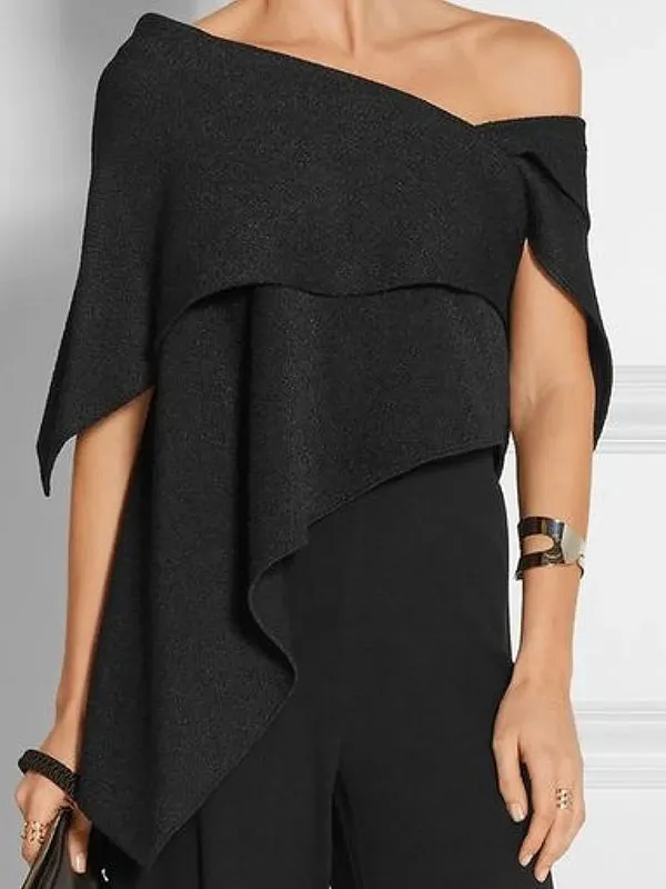 Wenkouban-Black Friday Christmas Thanksgiving Urban Asymmetric One Shoulder Tunic Top