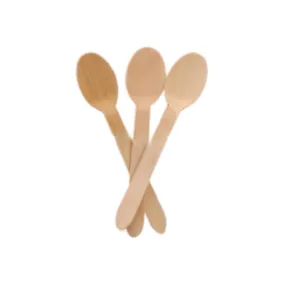 Wooden Disposable Spoons 140mm Unwrapped - Natural Wood 100pack